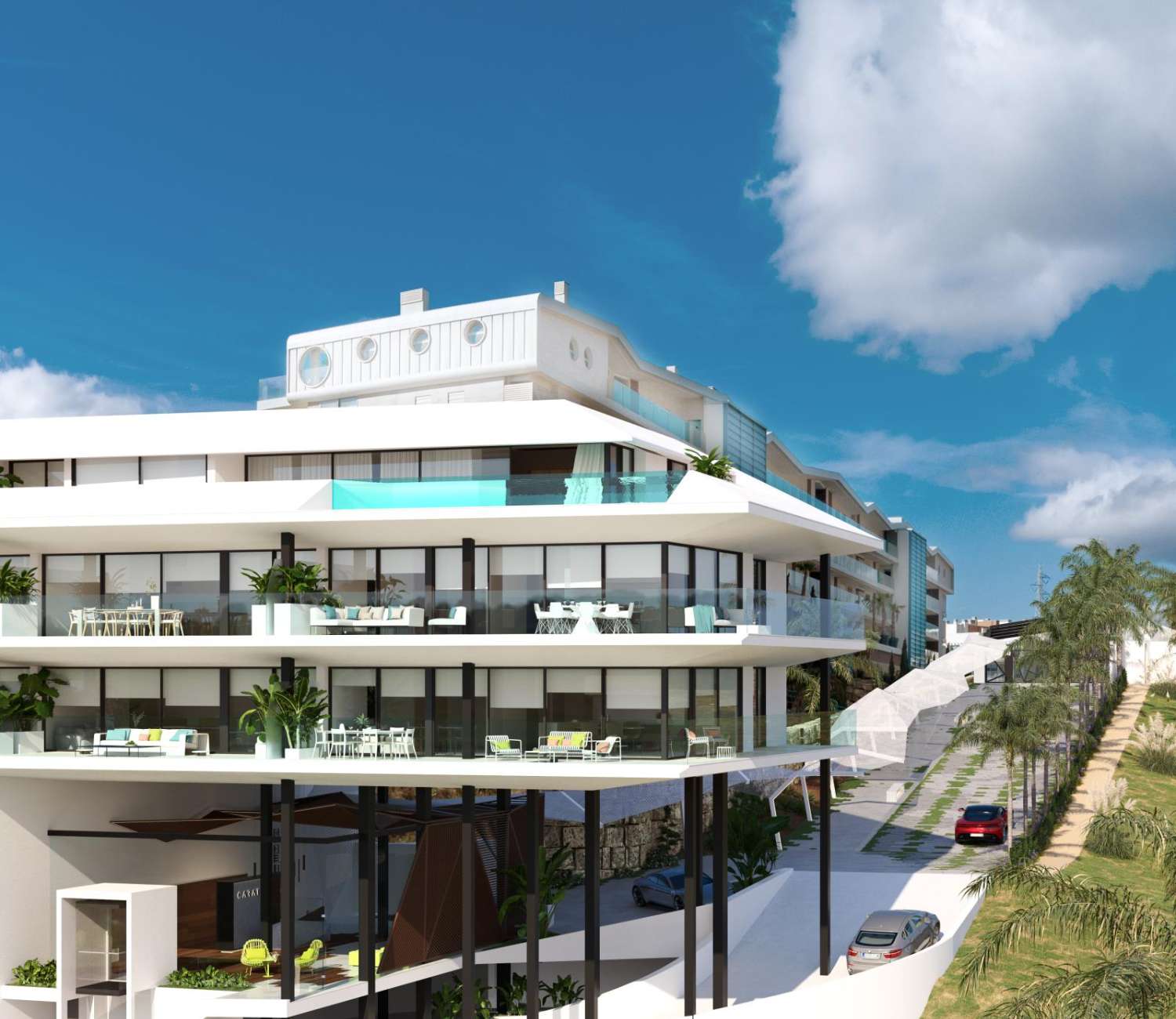 Lejligheder og huse til salg NYBYGGERI bygherre i El Higuerón spektakulær havudsigt ved siden af stranden