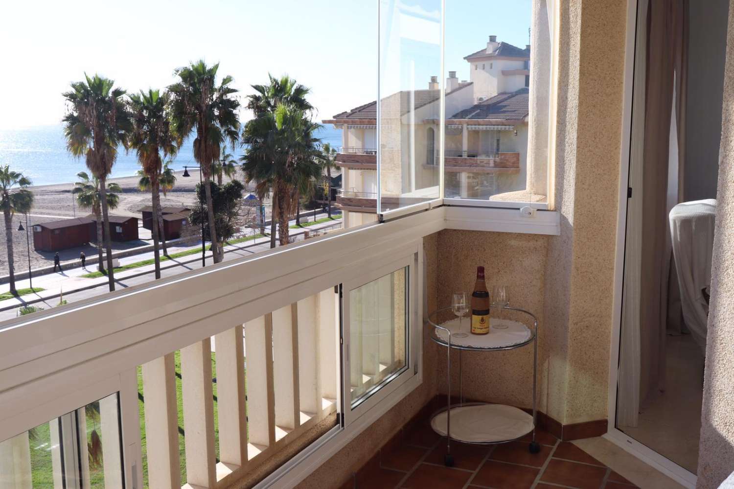 For rent MID SEASON from 01/10/2024 -31/03/2025 magnificent apartment on the 1st line of the beach in Los Alamos.