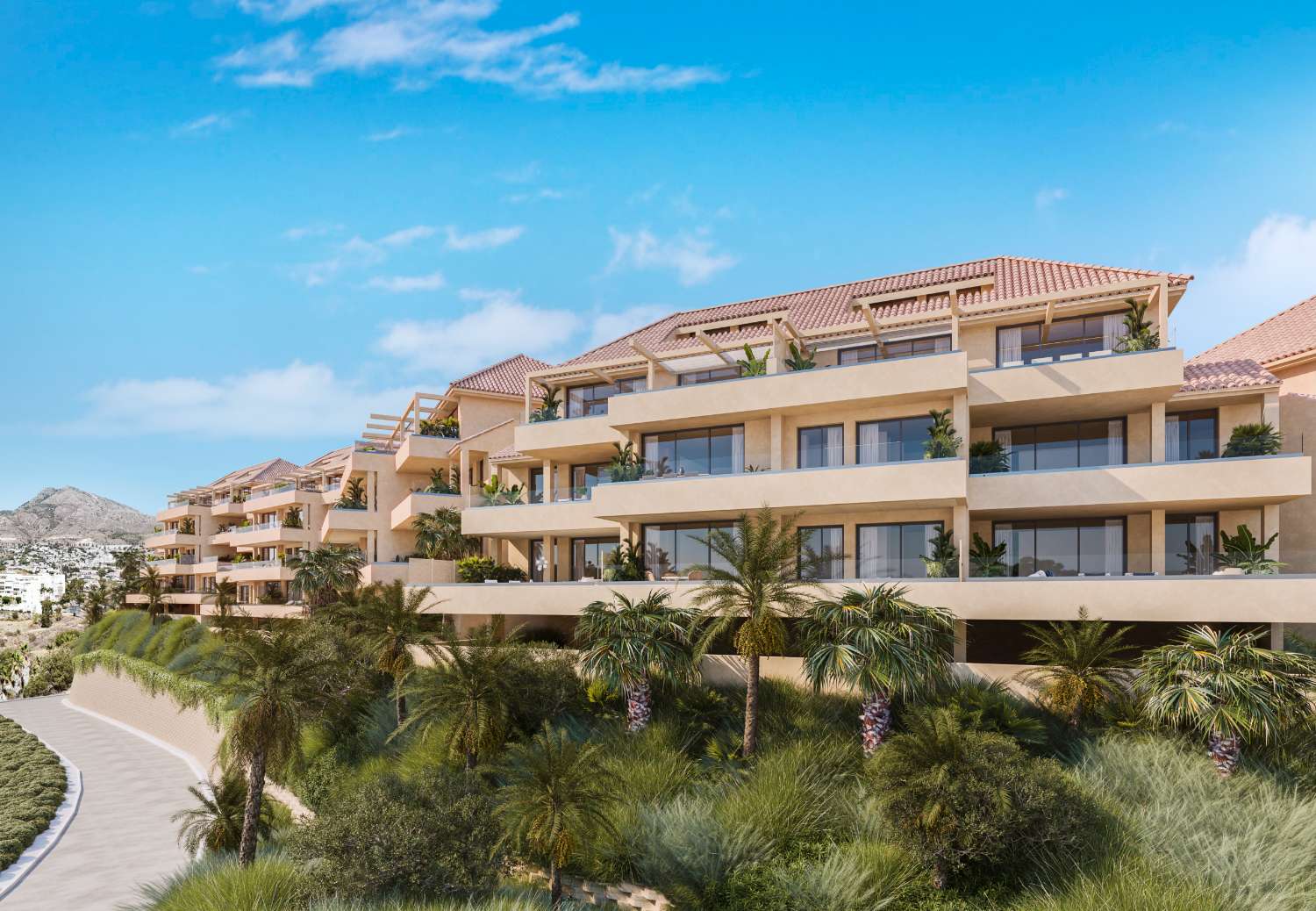 Nybyggnation. Stora lägenheter till salu i ett exklusivt bostadsområde i Benalmadena