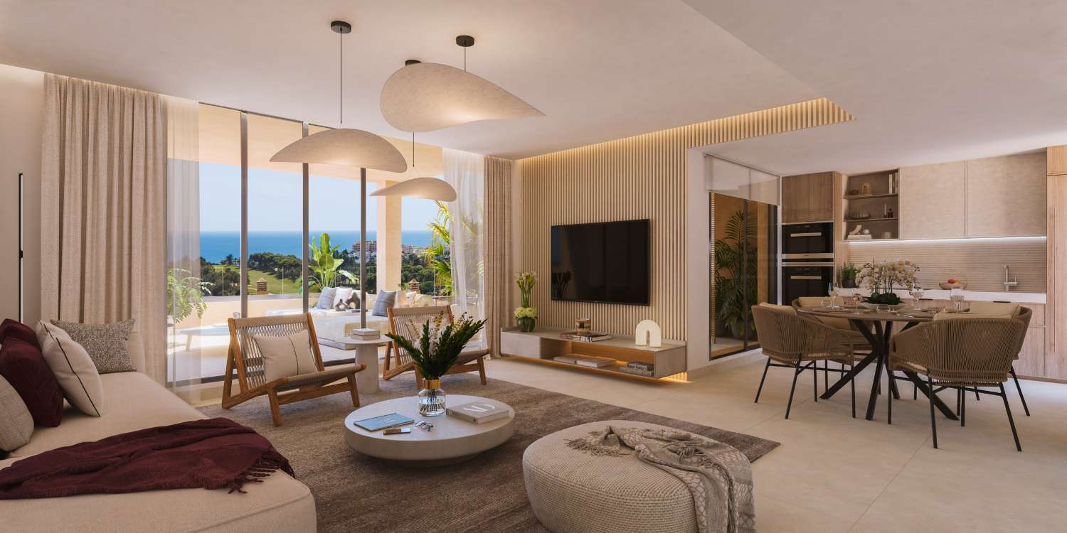 Nybyggnation. Stora lägenheter till salu i ett exklusivt bostadsområde i Benalmadena