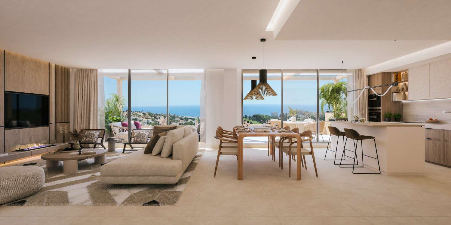Nybyggnation. Stora lägenheter till salu i ett exklusivt bostadsområde i Benalmadena
