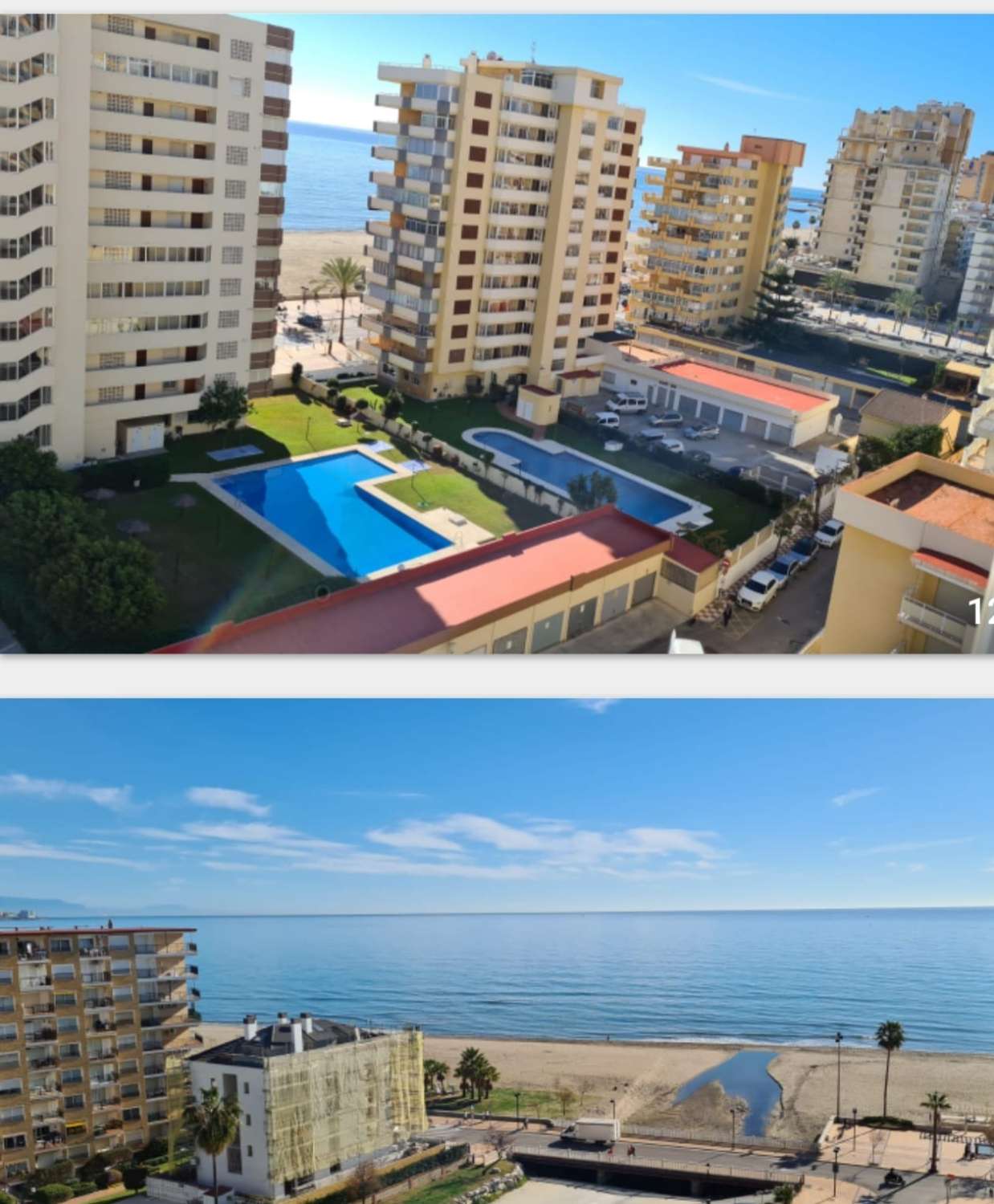 Vuokrattavissa 1.9.26–30.6.27 Mukava yksiö, jossa on merinäkymät 1st Line -rannalla Los Boliches Fuengirolassa