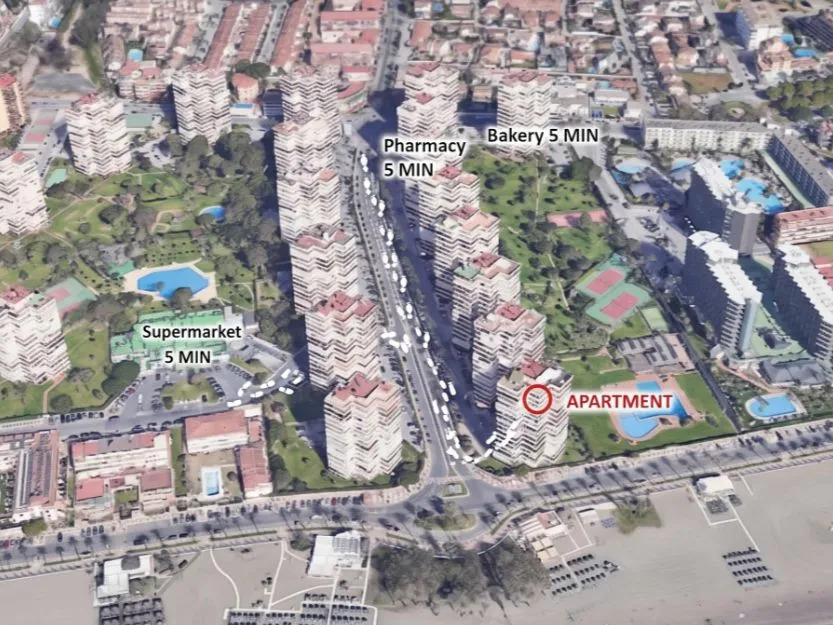 Se alquila por Larga  Temporada espectacular apartamento  en 1ª linea de playa con vistas al mar en Benyamina -Playamar ( Torremolinos